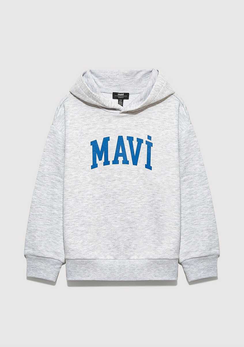Mavi Baskılı Kapüşonlu Çocuk Sweat 6S10113-88467