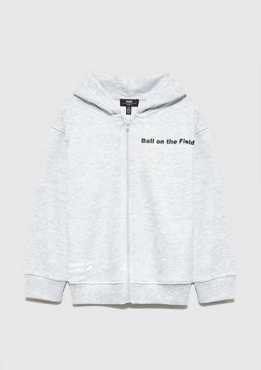 Mavi Baskılı Kapüşonlu Gri Çocuk Sweatshirt 6S10182-88467