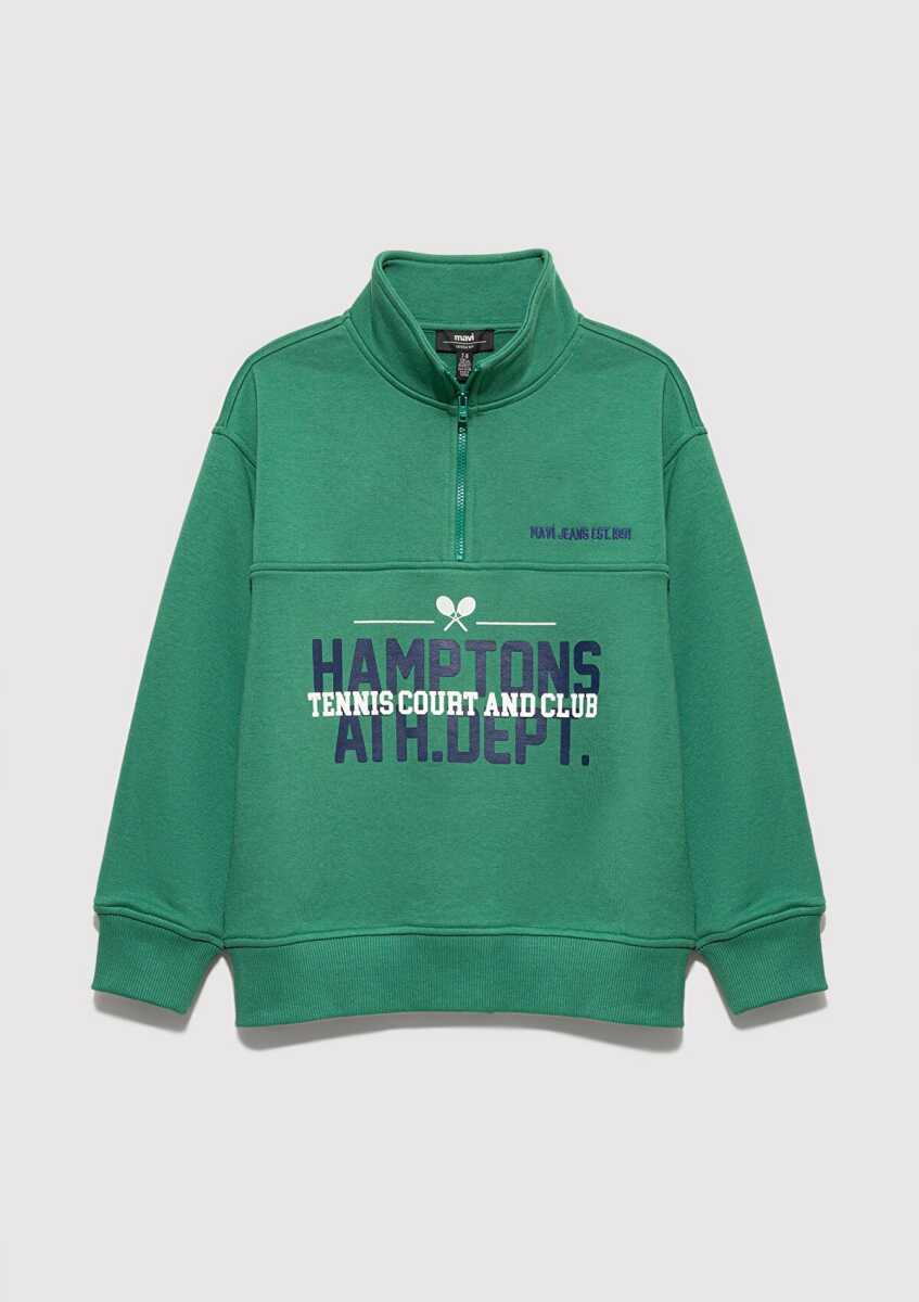 Mavi Baskılı Kapüşonlu Yeşil Loose Fit Çocuk Sweatshirt6S10169-71697