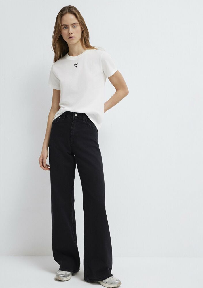 Mavi Baskılı Kırık Beyaz Kadın Tişört 1601185-33389 (1)