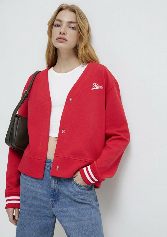 Mavi Baskılı Kırmızı Kadın Sweatshirt 1S10511-70477