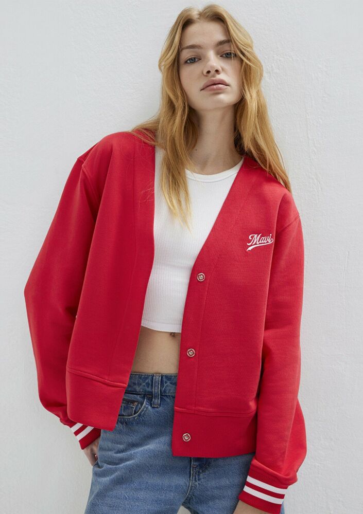Mavi Baskılı Kırmızı Kadın Sweatshirt 1S10511-70477 (1)