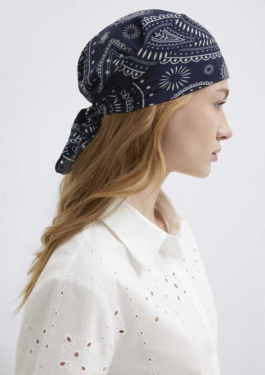 Mavi Baskılı Lacivert Kadın  Bandana 1912969-70491