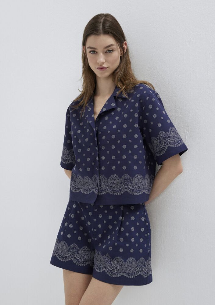 Mavi Baskılı Lacivert Loose Fit Kadın Gömlek 1211446-91499 (1)