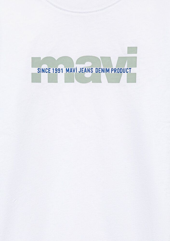 Mavi Baskılı Logo Beyaz Çocuk Tişört 6610286-620 - 3