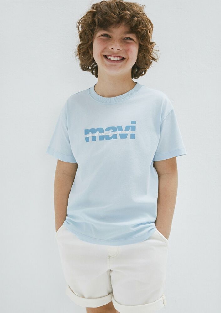 Mavi Baskılı Mavi Loose Fit Çocuk Tişört 6610444-91361
