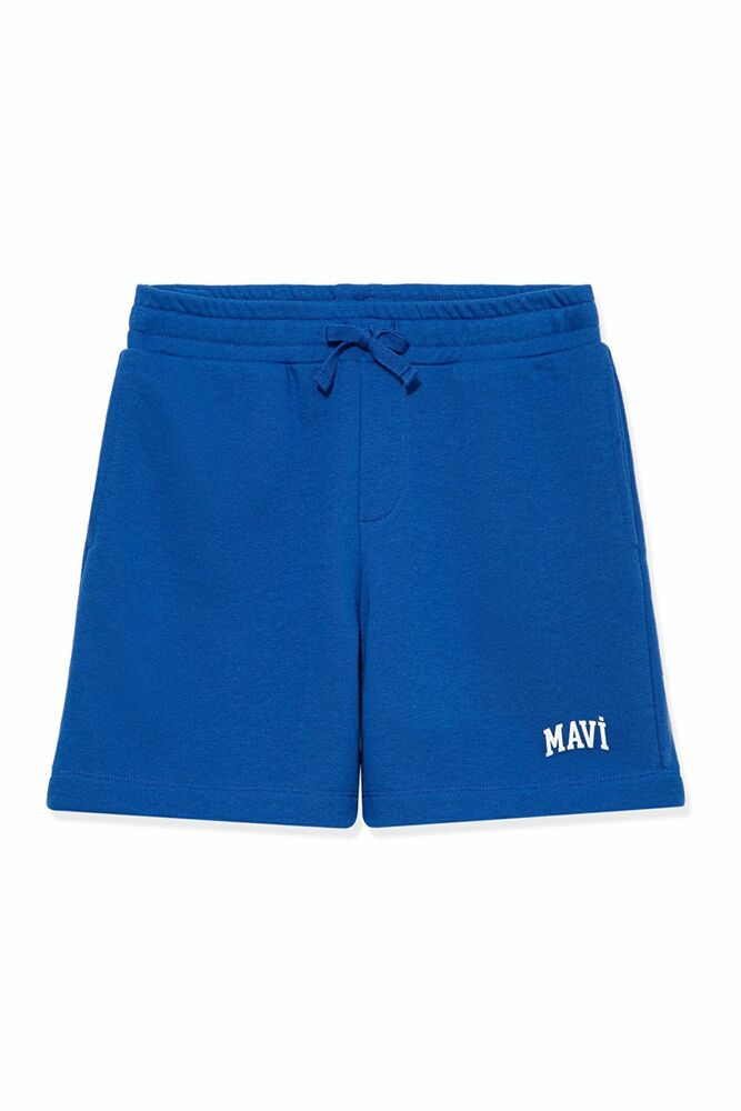 Mavi Baskılı Örme Saks Mavi Çocuk Şort 6410003-70896 - 2
