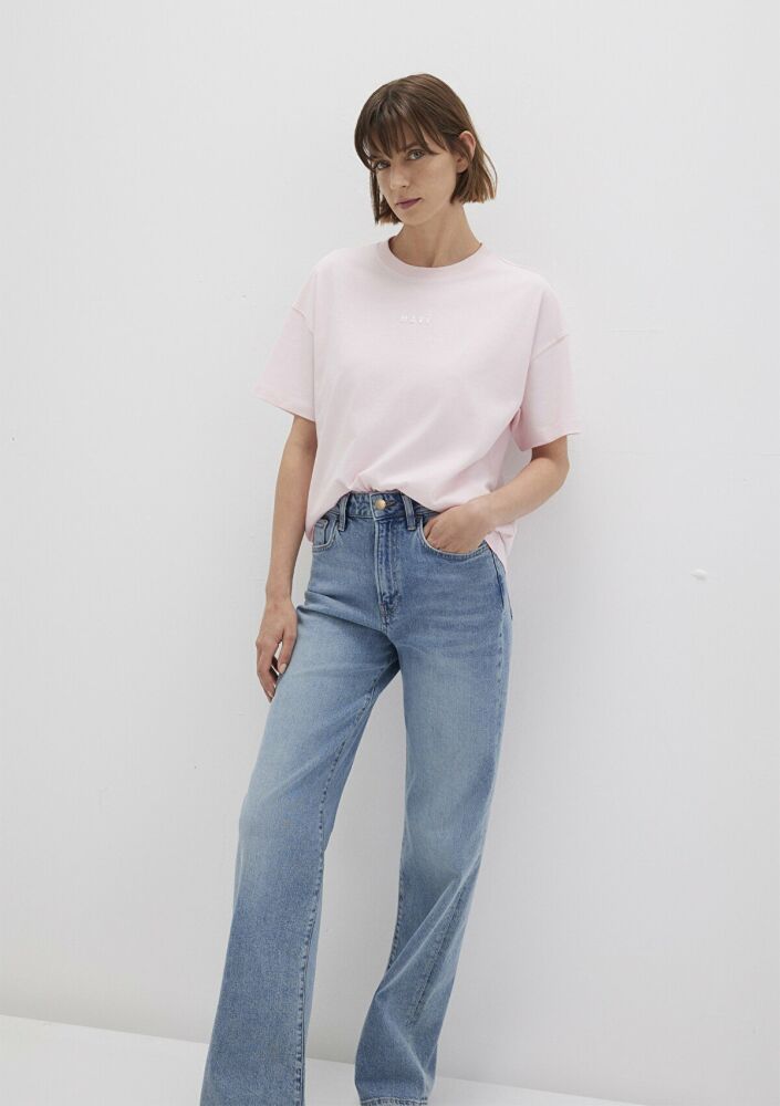 Mavi Baskılı Pembe Loose Fit Kadın Tişört 1612518-89200 (1)