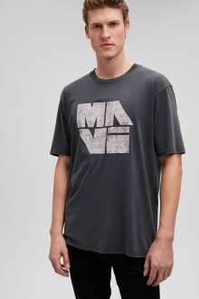 Mavi Baskılı Siyah Erkek Tişört 0611723-900 - Mavi (1)