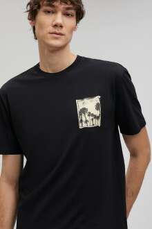 Mavi Baskılı Siyah Erkek Tişört 0612106-900 - Mavi (1)