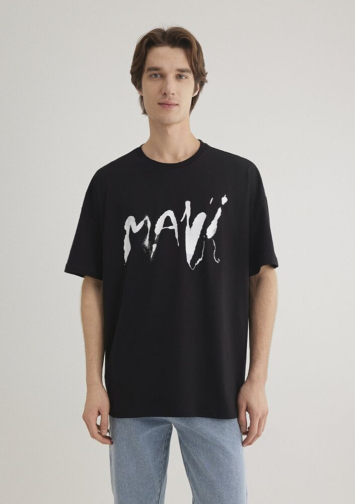 Mavi Baskılı Siyah Erkek Tişört 0612469-900 - 3