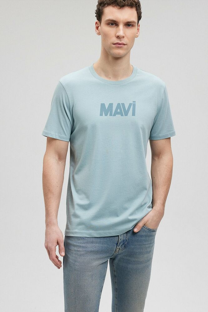 Mavi Baskılı Taş Mavi Erkek Tişört 066846-70838 - 1