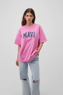 Mavi Baskılı Tatlı Pembe Kadın Tişört 1600843-71033 - 1