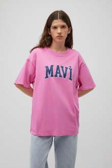 Mavi Baskılı Tatlı Pembe Kadın Tişört 1600843-71033 - 2