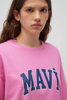 Mavi Baskılı Tatlı Pembe Kadın Tişört 1600843-71033 - 5