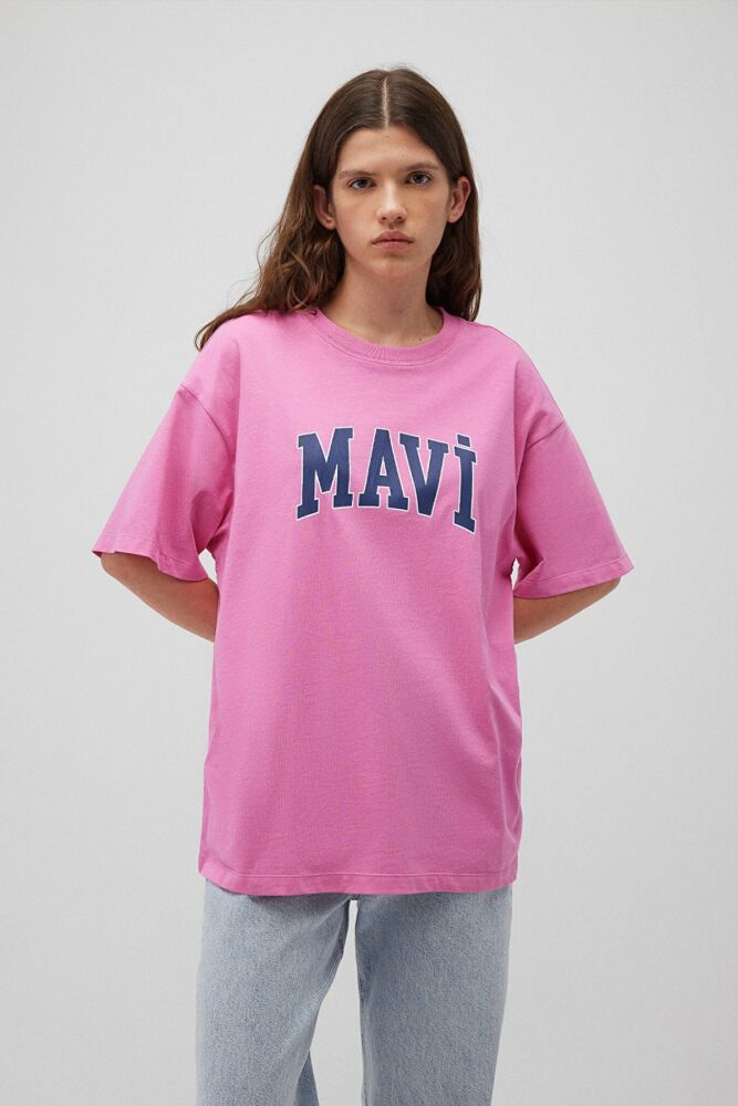 Mavi Baskılı Tatlı Pembe Kadın Tişört 1600843-71033 (1)