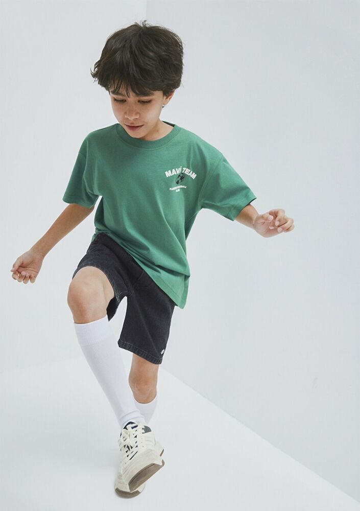 Mavi Baskılı Yeşil Loose Fit Çocuk Tişört 6610414-71697