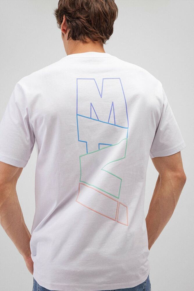 Mavi Basklılı Beyaz Erkek Tişört 0612350-620 (1)