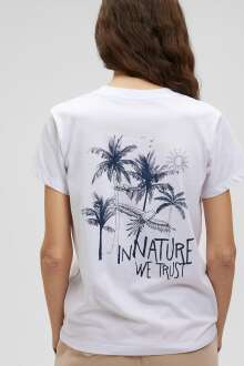 Mavi Beach Baskılı Beyaz Kadın Tişört 1612400-620 - Mavi (1)