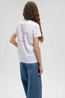 Mavi Beach Baskılı Beyaz Kadın Tişört 1612410-620 - Mavi (1)