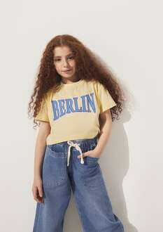 Mavi Berlin Baskılı Crop Çocuk Tişört 7610269-89145 - 1