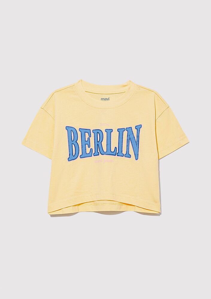 Mavi Berlin Baskılı Crop Çocuk Tişört 7610269-89145 - 3