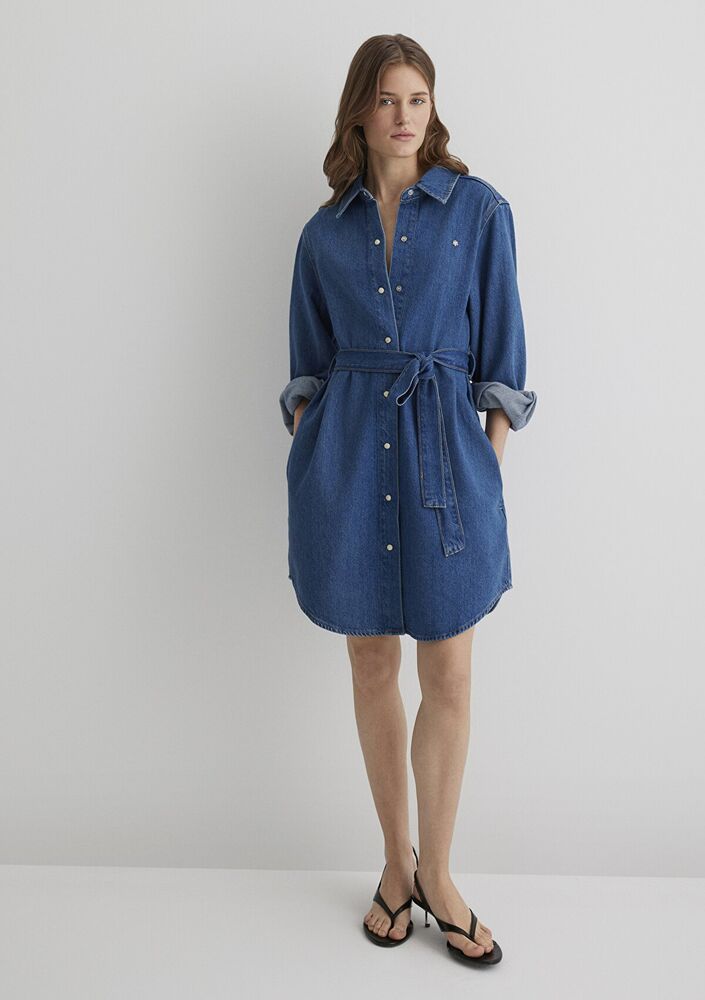 Mavi Bertına Mid Blue Classic Denim Kadın Jean Elbise 1310618-89426 - 4