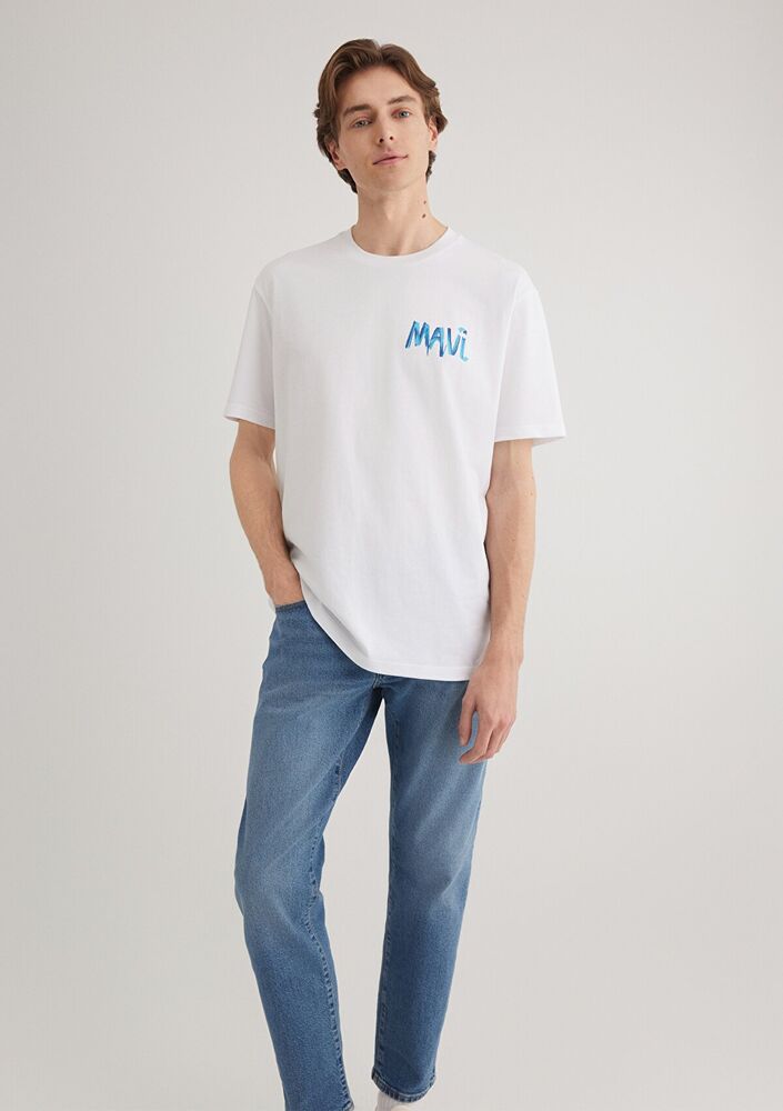 Mavi Beyaz Erkek Tişört 0612468-620 - 2