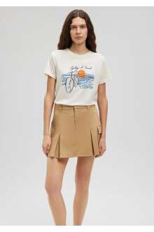 Mavi Bisiklet Baskılı Gümüş Gri Kadın Tişört 1612397-70155 - Mavi (1)