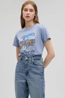 Mavi Bisiklet Baskılı Kadın Tişört 1612398-70850 - Mavi (1)