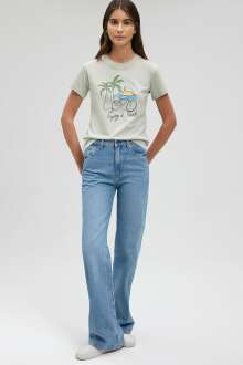 Mavi Bisiklet Baskılı Kadın Tişört 1612399-70150 - Mavi (1)