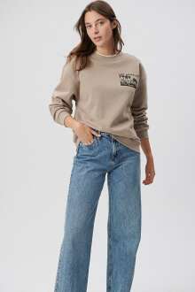 Mavi Bisiklet Yaka Ay Taşı Bej Kadın Sweat 1S10019-70364 - Mavi (1)