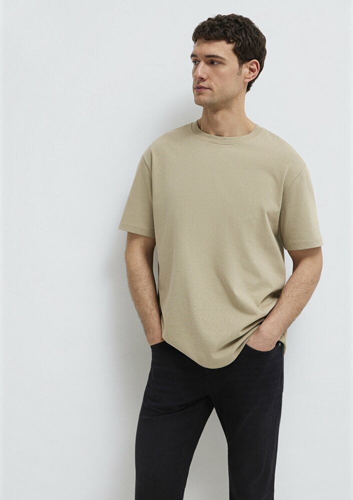 Mavi Bisiklet Yaka Bej Basic Loose Fit Erkek Tişört 0611596-70360 (1)