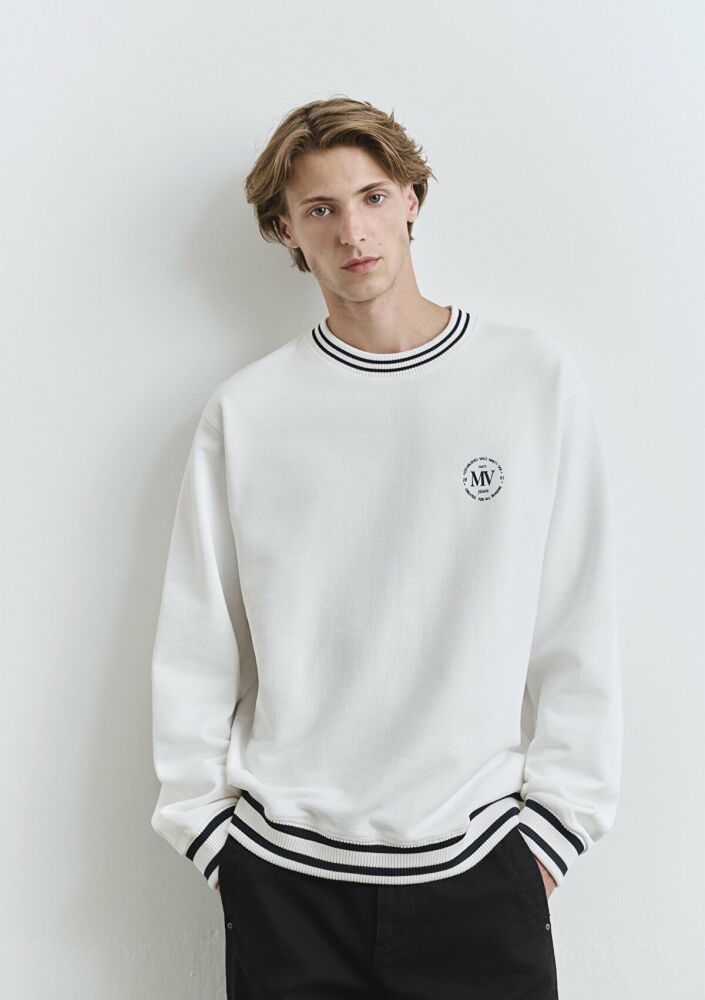 Mavi Bisiklet Yaka Beyaz Erkek Sweat 0S10378-70057