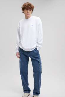 Mavi Bisiklet Yaka Beyaz Erkek Tişört 0S10084-620 - Mavi (1)