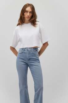 Mavi Bisiklet Yaka Beyaz Kadın Tişört 1612649-620 - Mavi (1)