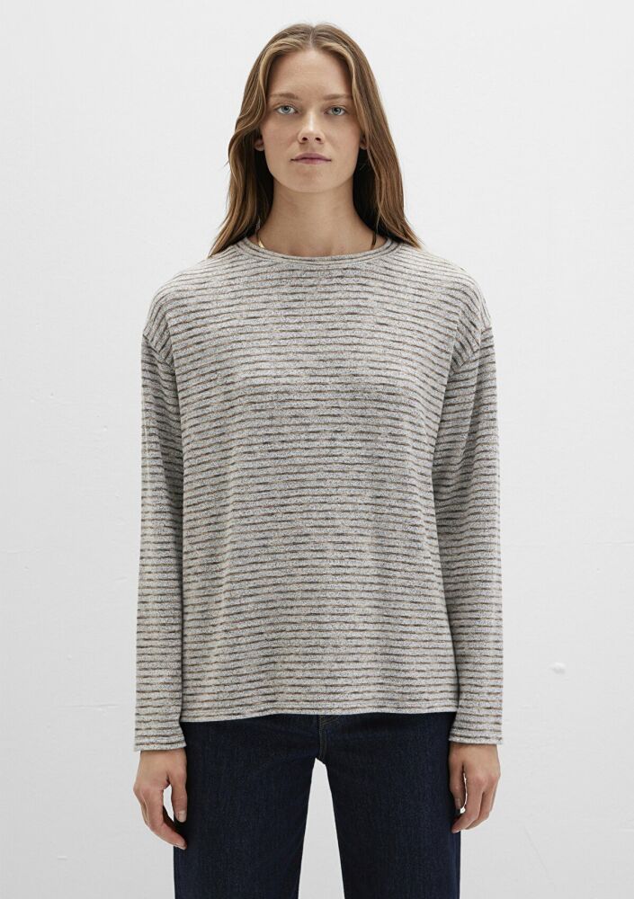 Mavi Bisiklet Yaka Çizgili Gri Regular Fit Kadın Sweat 1613600-91236 - 3