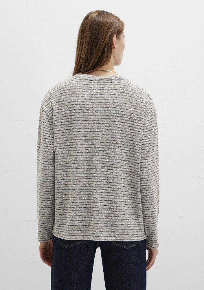 Mavi Bisiklet Yaka Çizgili Gri Regular Fit Kadın Sweat 1613600-91236 - 4