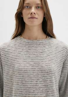 Mavi Bisiklet Yaka Çizgili Gri Regular Fit Kadın Sweat 1613600-91236 - 5