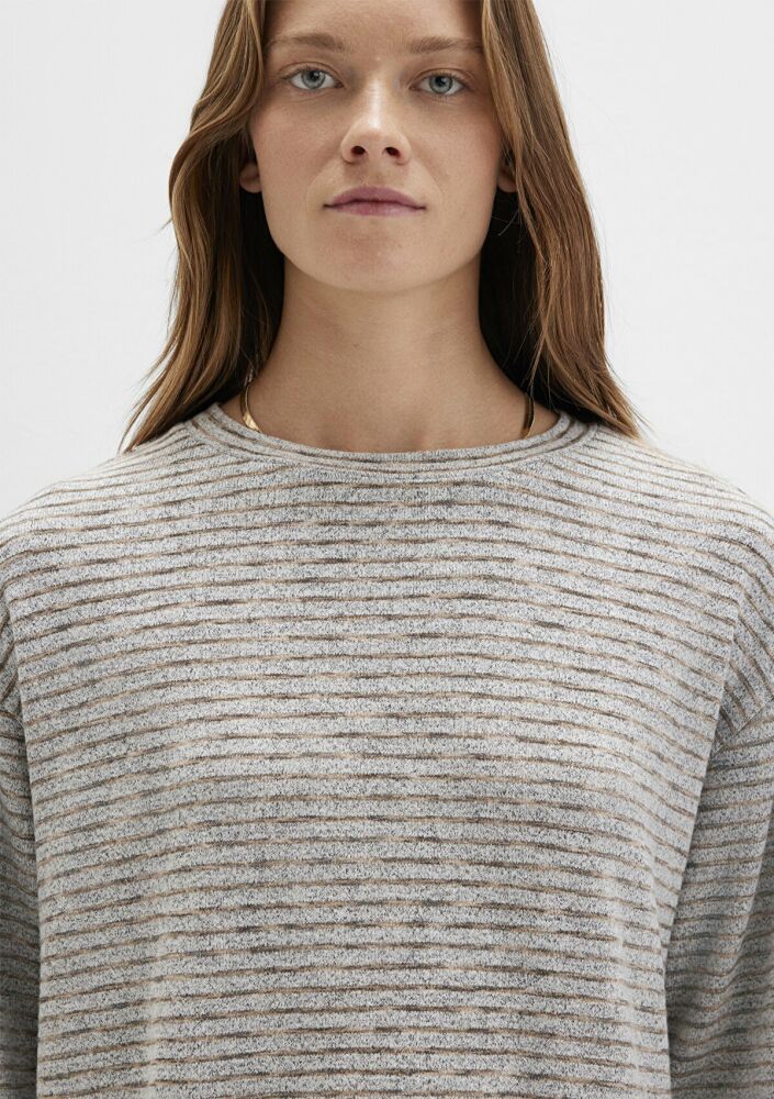 Mavi Bisiklet Yaka Çizgili Gri Regular Fit Kadın Sweat 1613600-91236 - 5