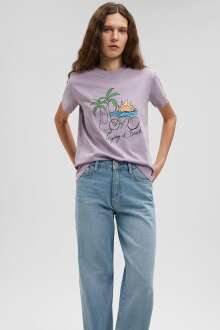 Mavi Bisiklet Yaka Kadın Tişört 1612399-70556 - Mavi (1)