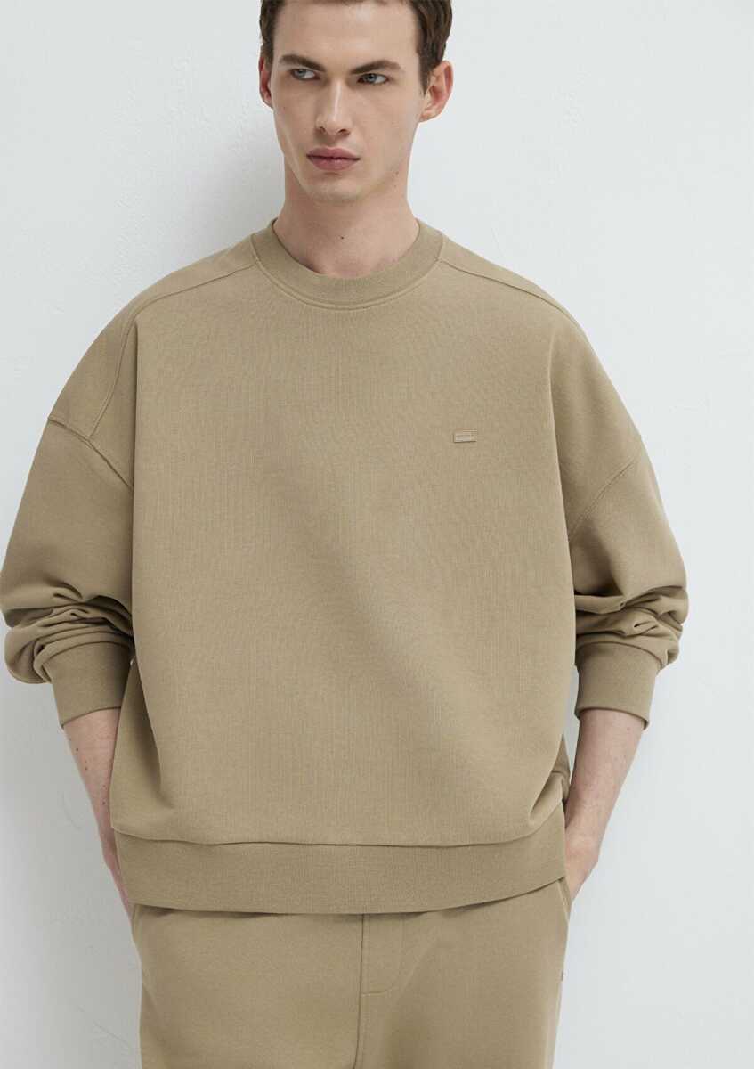 Mavi Bisiklet Yaka Kahverengi Boxy Fit Erkek Sweatshirt  0S10550-70362