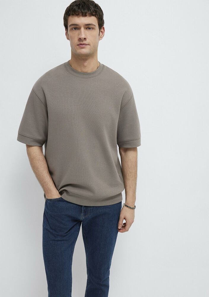 Mavi Bisiklet Yaka Kahverengi Loose Fit Erkek Tişört 0611614-87875