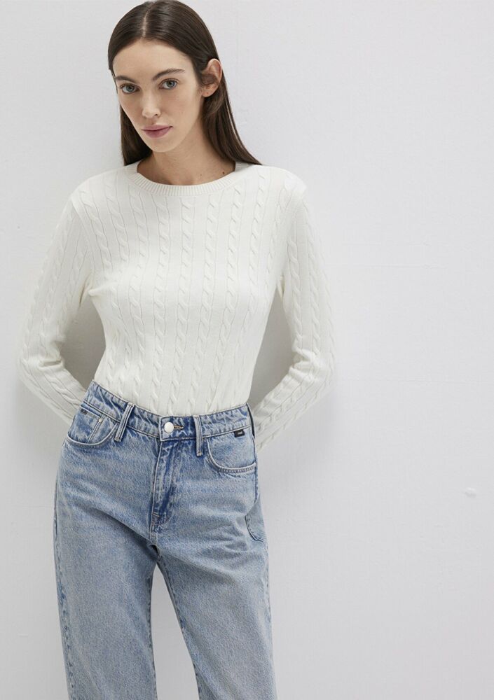 Mavi Bisiklet Yaka Kırık Beyaz Kadın Kazak 1710341-70057