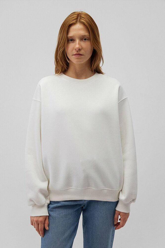 Mavi Bisiklet Yaka Kırık Beyaz Kadın Sweat 1610198-70057 - 3