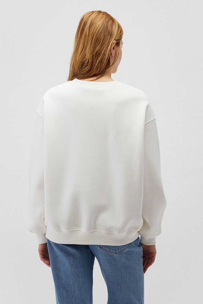 Mavi Bisiklet Yaka Kırık Beyaz Kadın Sweat 1610198-70057 - 4