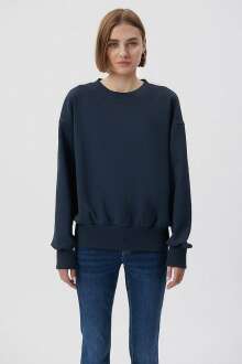 Mavi Bisiklet Yaka Koyu Lacivert Kadın Sweat 1S10004-82318 - Mavi (1)