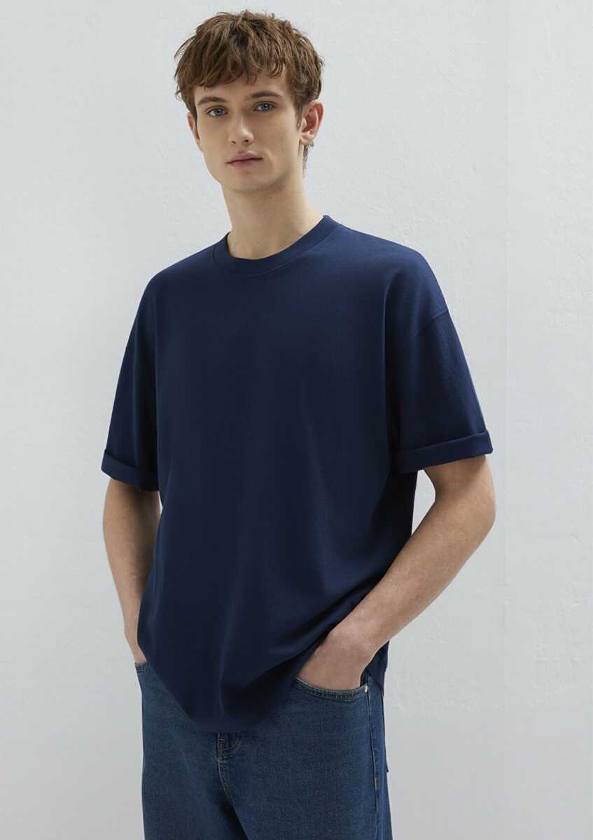 Mavi Bisiklet Yaka Lacivert Basic Oversize Erkek Tişört0613113-82318