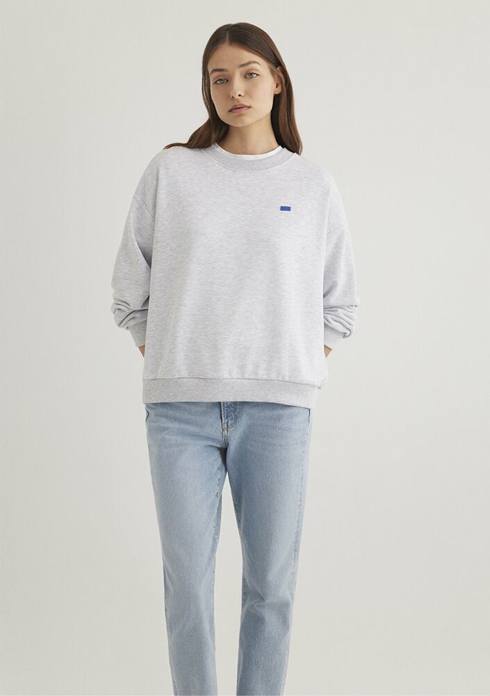 Mavi Bisiklet Yaka Logo Açık Gri Kadın Sweat 1S10087-80196 - 2