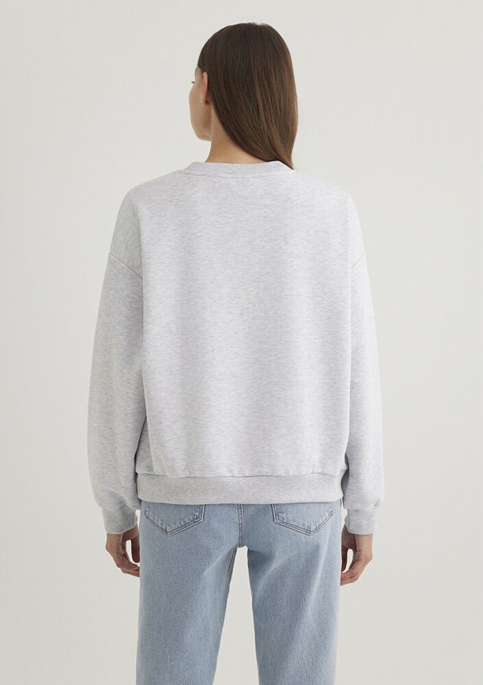 Mavi Bisiklet Yaka Logo Açık Gri Kadın Sweat 1S10087-80196 - 4